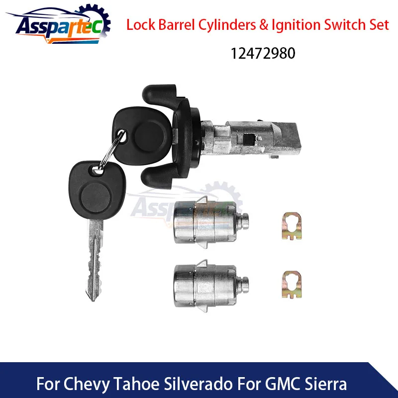 

12472980 Front Door Lock Barrel Cylinders & Ignition Switch Set Switches Relays ﻿For Chevy Tahoe Silverado ﻿For GMC Sierra