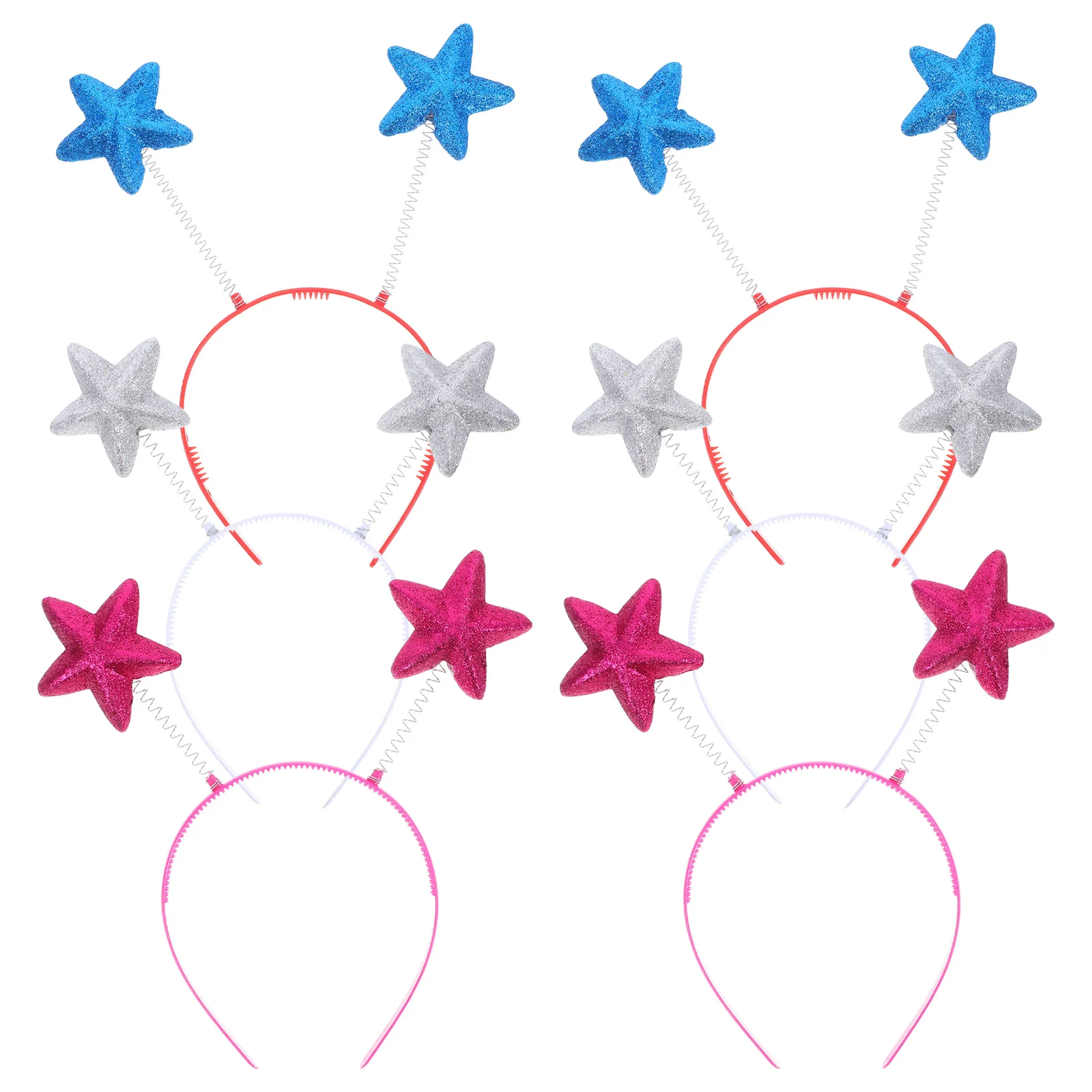 6Pcs Star Headbands Sparkly Patriotic Hair Hoop Kids Costume Accessory Independence Day Halloween New Year Party