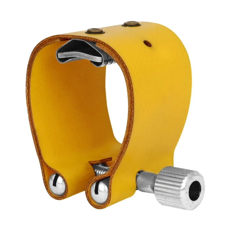 Single Screw Adjustment Leather Saxophone Fastener Clip Sax Clamp Saxophone Ligature Suitable for Saxophone Mouthpiece