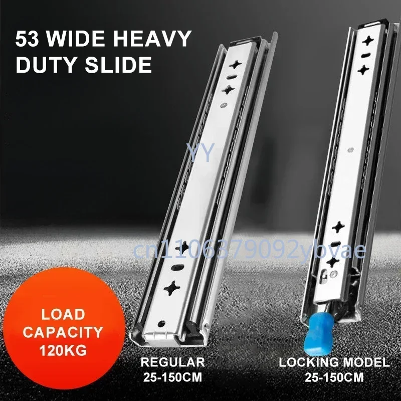 25-135CM Stainless Steel Drawer Heavyduty Slides with Lock Slide Keyboard Silent 2-Fold Guide Rail Cabinet Furniture Hardware