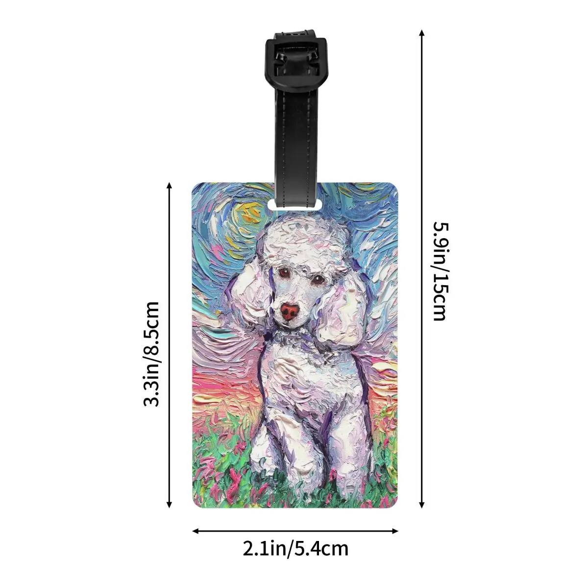 Starry Night Tag Bagagem com cartão de nome, Pet Dog Lover, Privacidade Cover, ID Label for Travel Bag Mala, Custom, Poodle