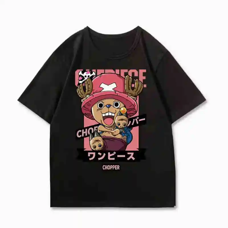 ONE PIECE CHOPPER Shanks T Shirt for Men Anime Streetwear Graphic T-shirt Unisex Casual Cotton Short Sleeve Tops Man Clothing