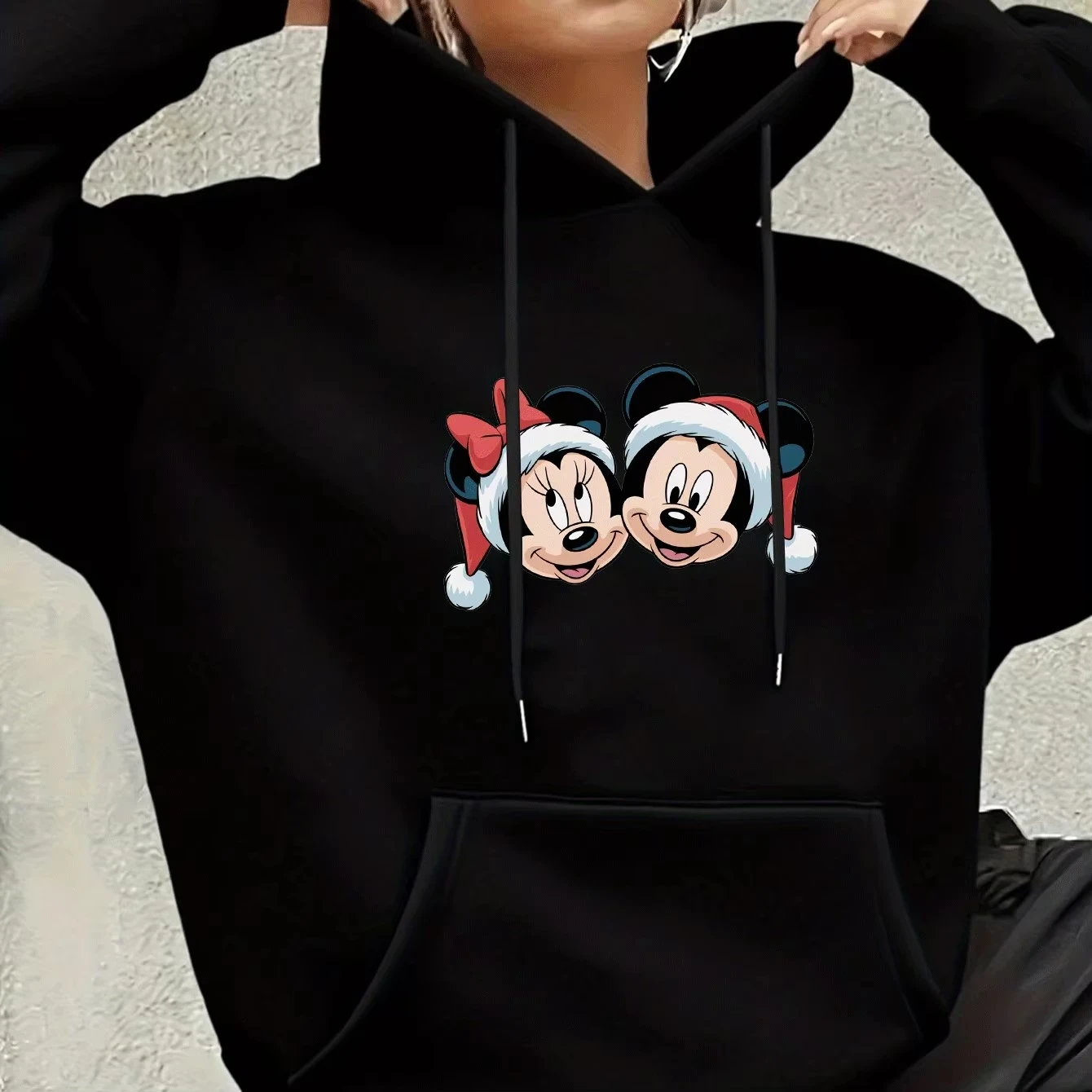 

Disney Mickey Mouse Christmas Women Hoodie Autumn Winter Fleece Casual Unisex Sweatshirt Clothing Hoody Oversized Streetwear