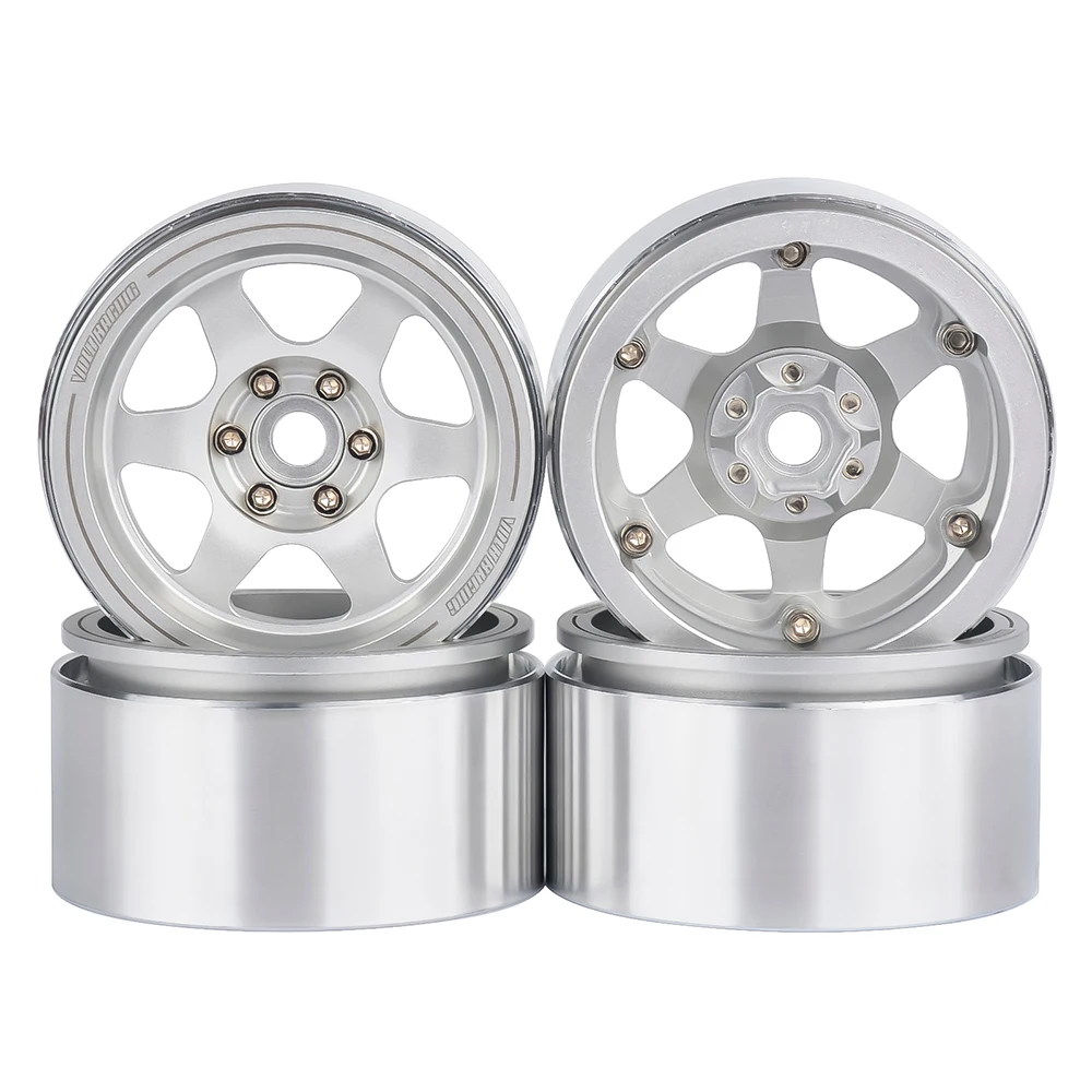 PYFORE 2,2 Zoll Beadlock Metallfelge mit Nabenkern, Kletterreifen 64x35mm, 12mm Adapter für 1/10 1/8 RC Modellauto Crawler Zubehör – Detail 6