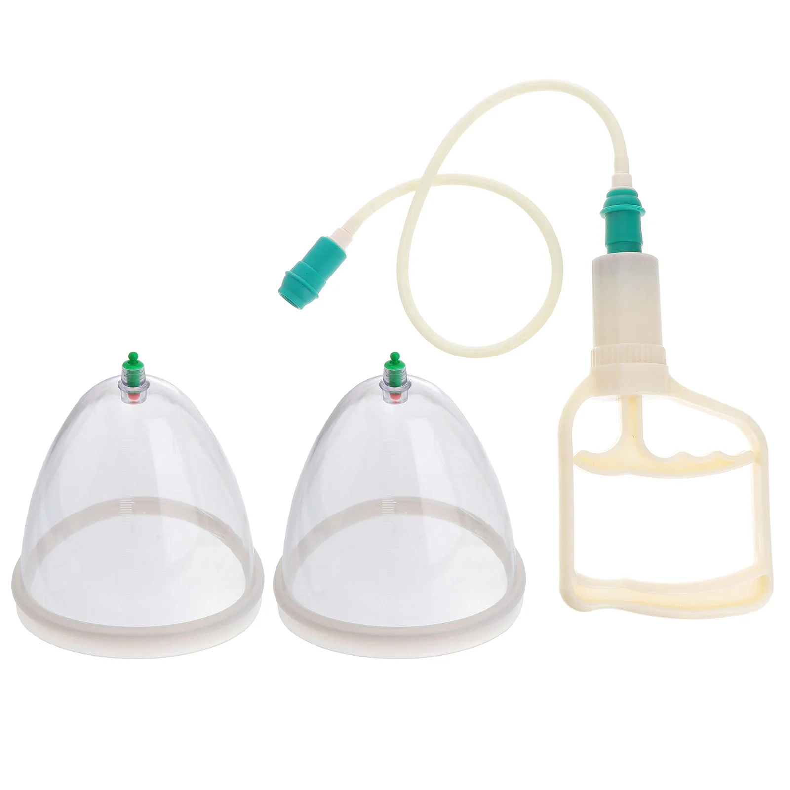 2 Pcs Chinese Cupping Pump Back Massage Cups White Plastic Negative Pressure Device