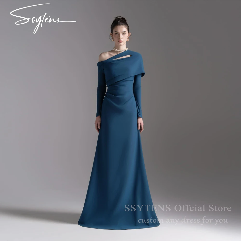 

SSYTENS Elegant Evening Party Gowns One Shoulder Prom Dresses Full Sleeves Long Formal Occasion Dress robes de soirée Customized