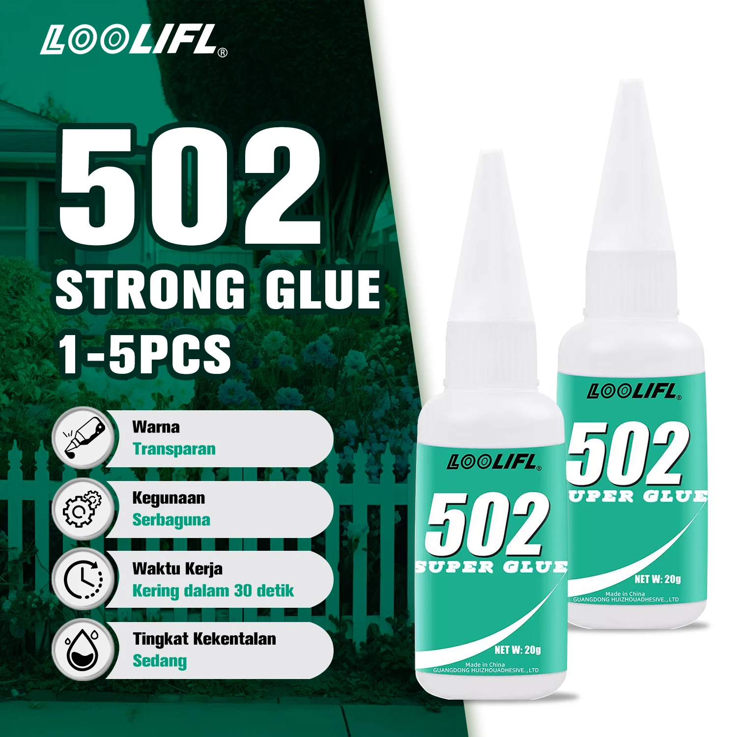 

1-5 sticks of Super Glue 502 high-strength fast-drying cyanoacrylate adhesive used for leather rubber, wood and metal glue tools