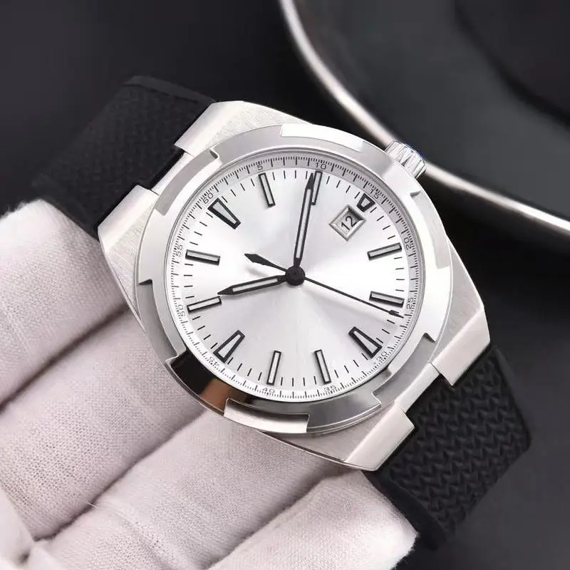 ساعة يد ميكانيكية أوتوماتيكية فاخرة للرجال باللون الأسود والأزرق والمطاط للرجال على طراز الخارج 41 ملم