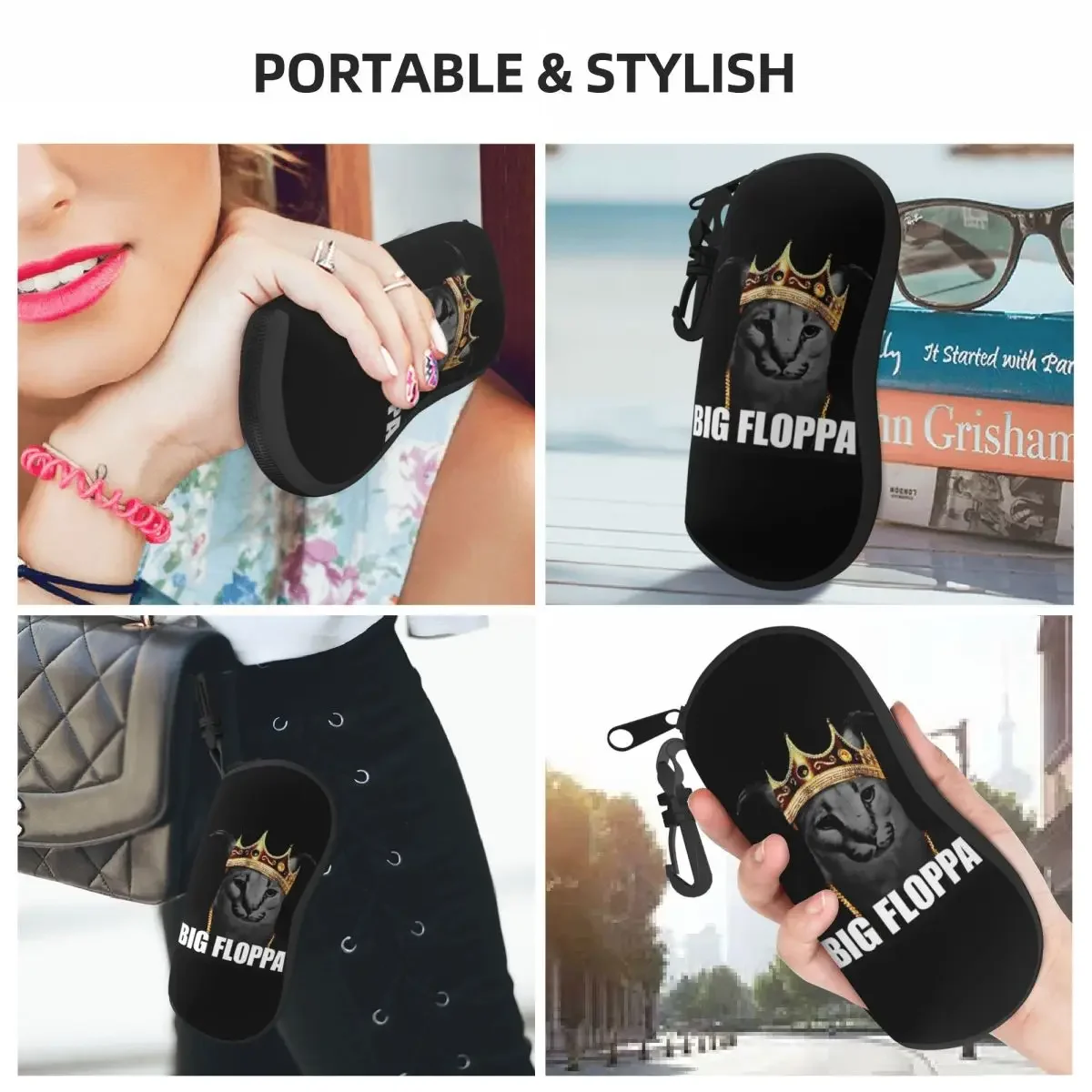 Custom Big Floppa Rapper King Shell Glasses Case Unisex Travel Cat Eyeglasses Case Sunglasses Protector Box image 6