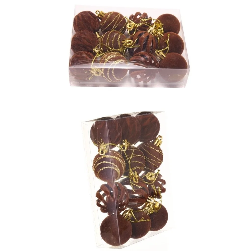 

12Pcs/Box Velvet Christmas Hanging Balls 4CM DIY Crafts Painted Christmas Flocked Ball Set Plastic Christmas Tree Ornament