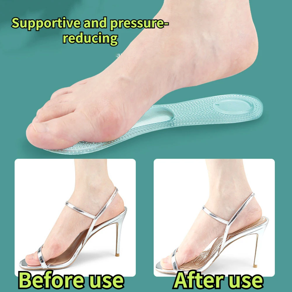 Women Seven Point Insole Heel Protectors Silicone Cushion Foot Care Products Non Slip Shoe Pad High Heels Adjustable Size Insole