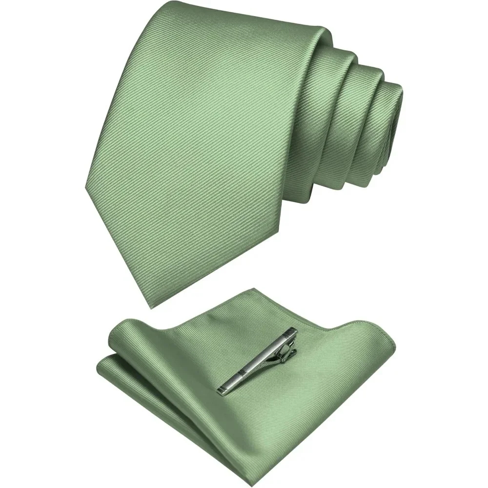 

Solid Color Formal Necktie and Pocket Square Tie Clip Sets for Men