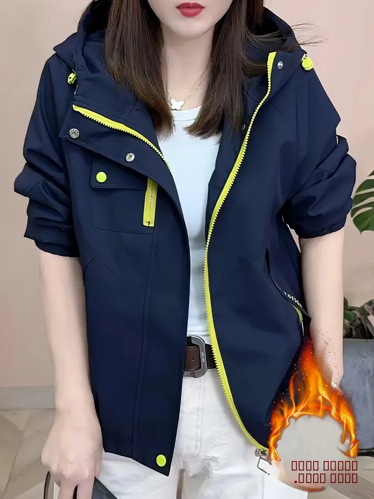 

Faionable Fce на подкладке с капюшоном, женское зимнее новое повседневное свободное пальто с капюшоном, теплое цветное пальто на молнии