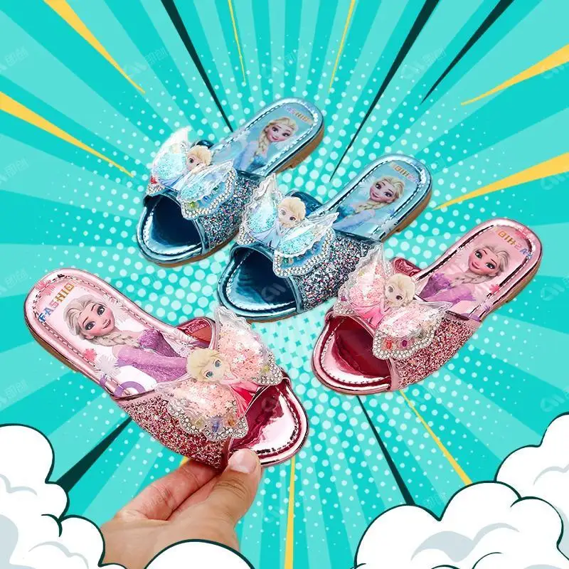 Cartoon Frozen Anna Elsa Schoenen Voor Meisje Kinderen Mooie Cartoon Prinses Flats Kids Strand Thuis Schoenen Binnen En Buiten Slippers