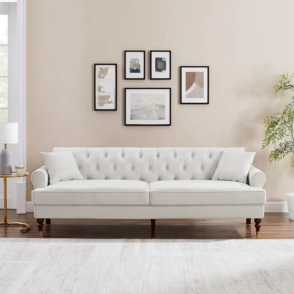 Sofá de veludo de 86 ", sofá de loveseat tufado moderno de meados do século, sofás de 3 lugares para sala de estar, sofá moderno confortável