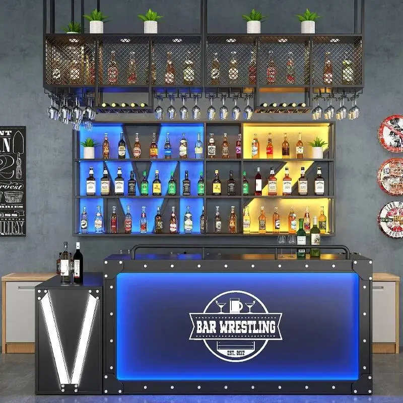 

Wall Mounted Liquor Wine Cabinets Bar Corner Storage Restaurant Bottle Wine Rack Buffet Metal Retail Wijn Kast Home Furniture