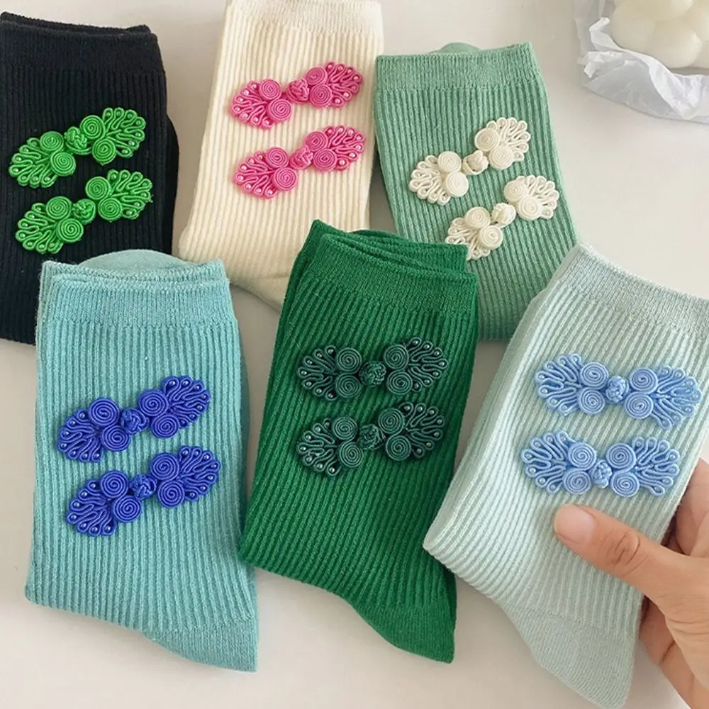 Breathable Comfortable Spring Chinese Style Autumn Chinese Frog Button Running Socks Women Short Socks Hosiery Cotton Socks