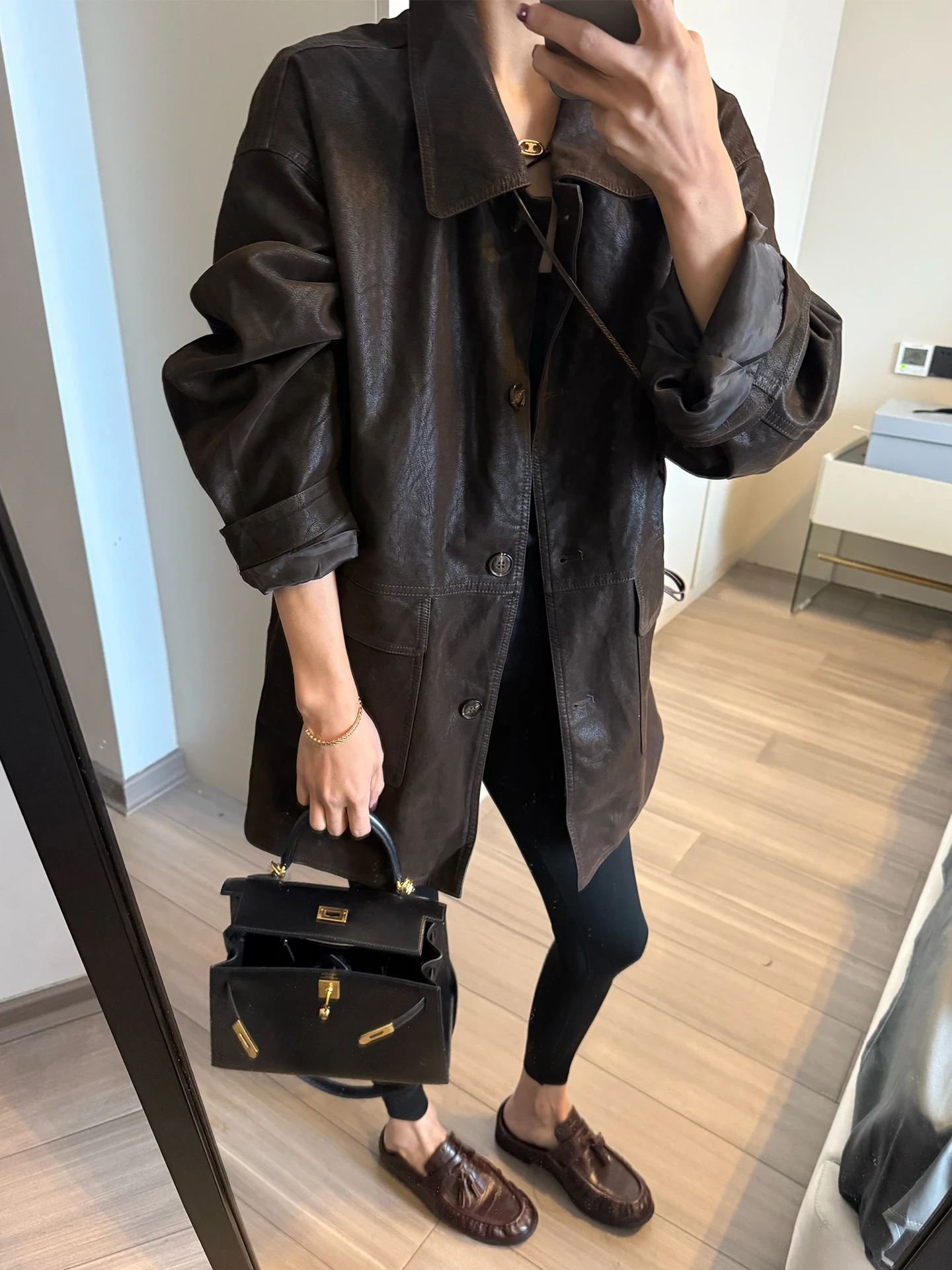 Jaqueta Feminina Solta de Couro PU Fosco com Lapela, Estilo Retrô Coreano, Coleção Início da Primavera 992, Toque de Qualidade