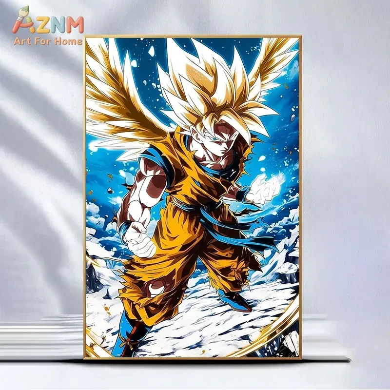 AZNM Dragon Ball Unframed Canvas Print Son Goku Vegeta Ultra Instinct Super Saiyan Blue 4 Shenron Lightning Flame Anime Wall Pos view 6