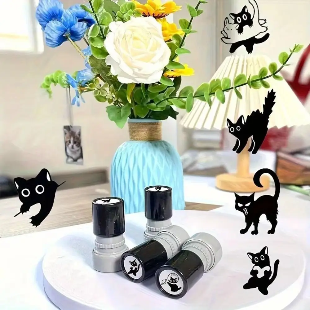 Durable 11Styles Black Cat Stamp Cat Designs Diary Collage Kitten Stamp Animal Shape Clean Imprints Cartoon Stamps Stationery