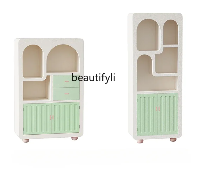 Dopamine Color Cream Wind Simple Entry Wall Storage Side Cabinet Living Room Display Cabinet Bedroom Decoration Cabinet