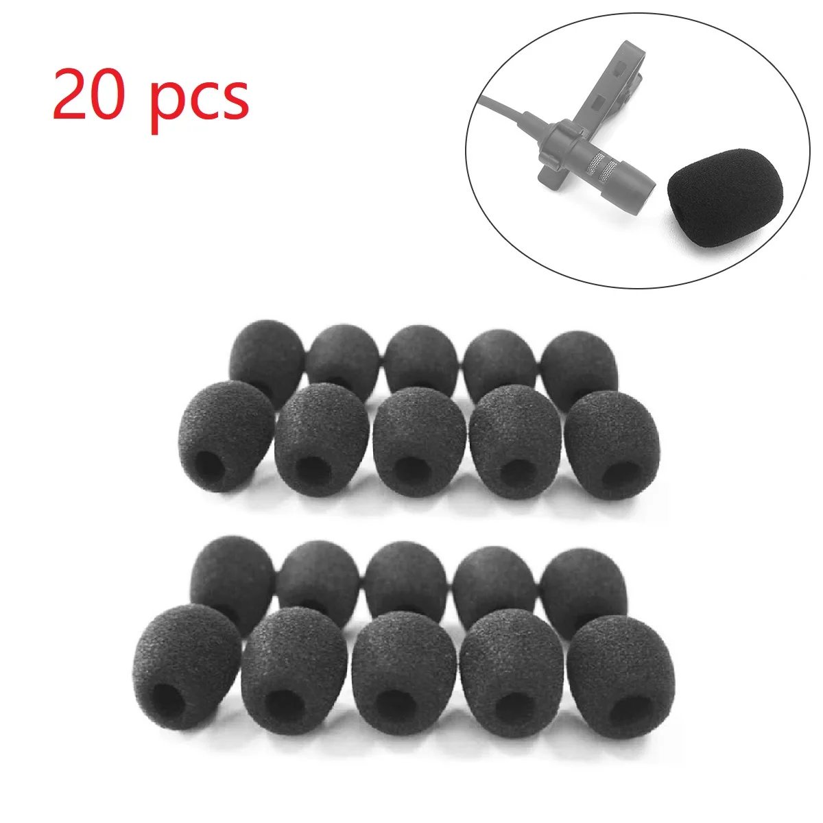 

20pcs Black Mini Foam Windscreen for Headset Microphone / Protection of Microphones, High Density Mic Covers Lapel microphone