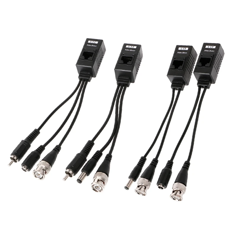 BNC ao RJ45 transceptor video passivo do Balun do poder + do áudio, câmera do CCTV, 1 par