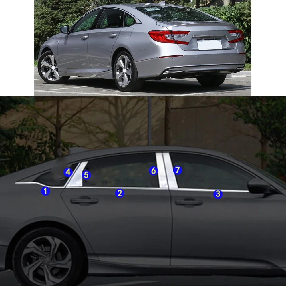 For Honda Accord Sedan 10th 2018 2019 2020 2021 Car Sticker Garnish Pillar Window Middle Strip Trim Frame Hoods Parts