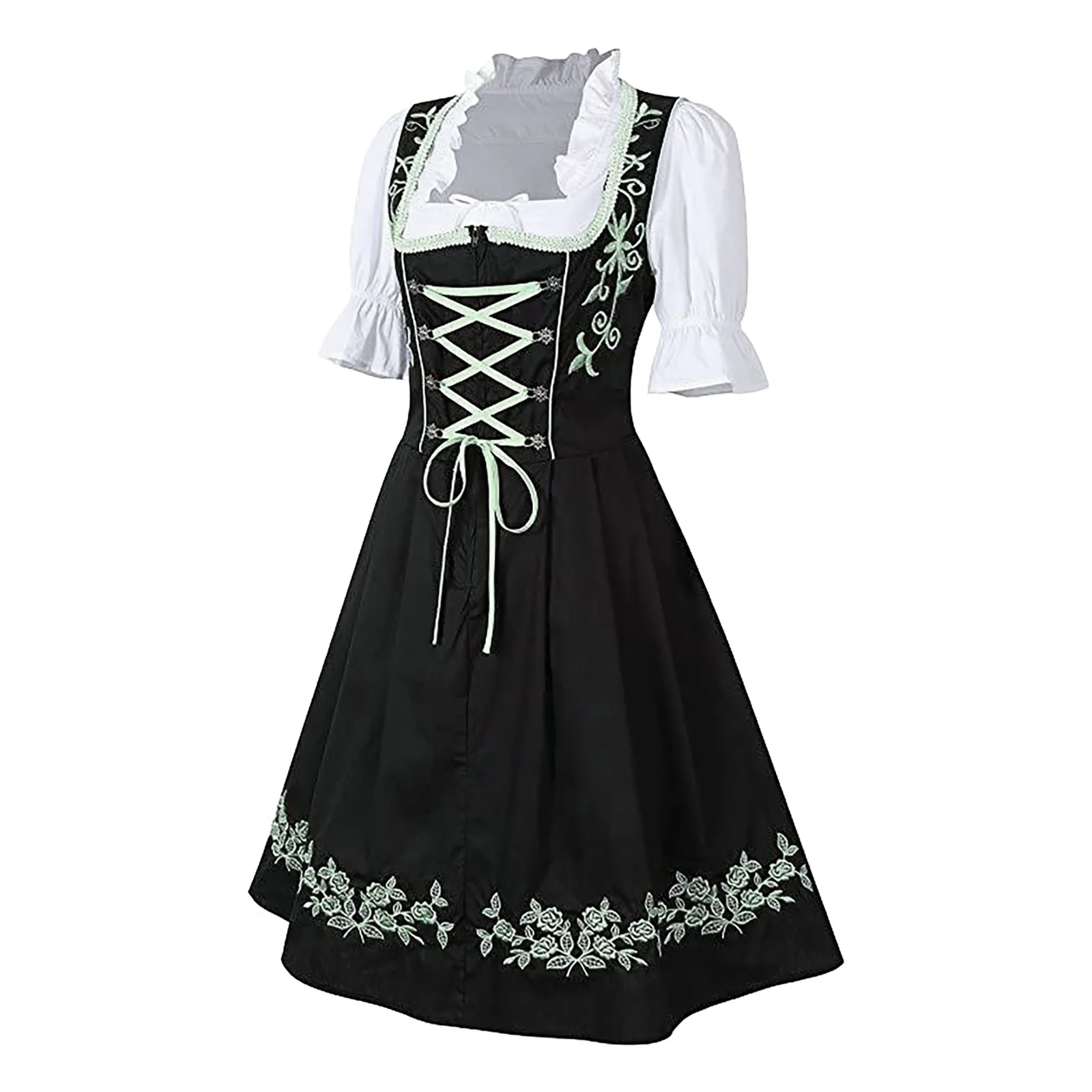 Damska niemiecka sukienka Dirndl Oktoberfest Dirndl sznurowana sukienka świąteczna kostium Oktoberfest przebranie na karnawał przyjęcie Plus Size