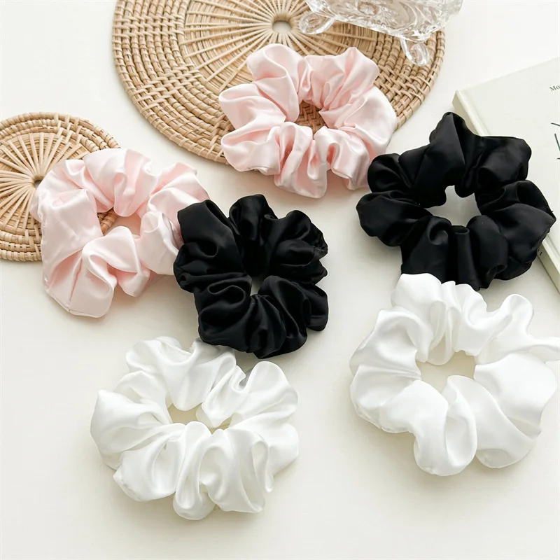 Stain Silk Oversize Scrunchies for Women Girls Solid Color Hair Rope Elastic Hair Band Hair Tie Hair Accessories