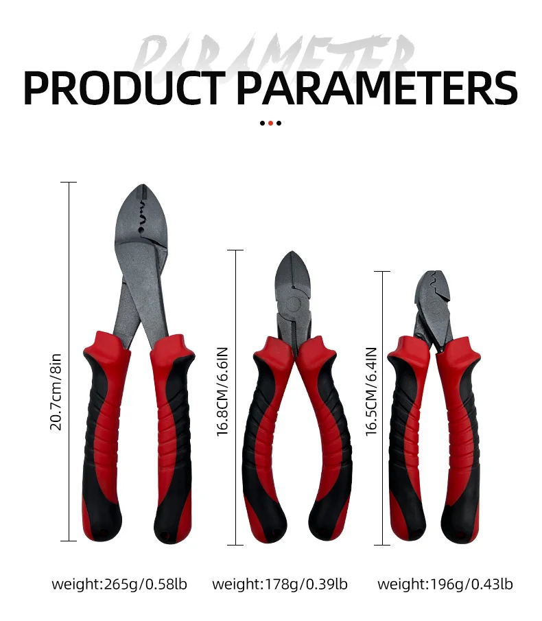 Fishing Tools Durable Multi-functional Wire Cutting Pliers Fishing Crimping Pliers Tool Rubber Handle Fishing Pliers Tackle