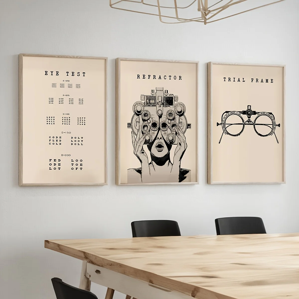 （Noframe 3PCS)-Set of 3 Vintage Optometry Art Optician Office Wall Decor, Ophthalmic Equipment Instrument Art Print, Eye Clin
