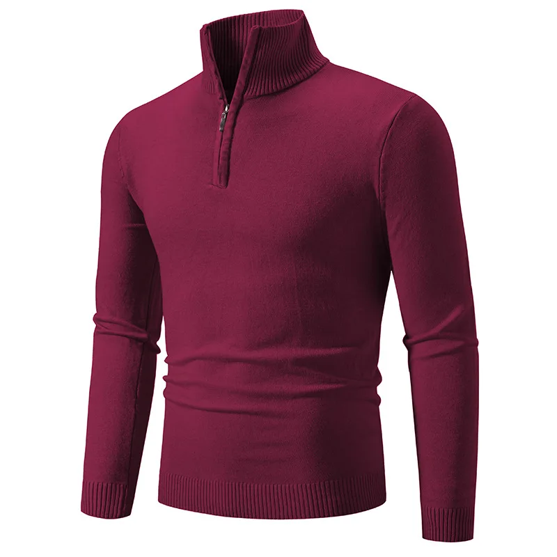 Suéter de punto para hombre, jersey de cuello alto, Color sólido, 10 colores, otoño