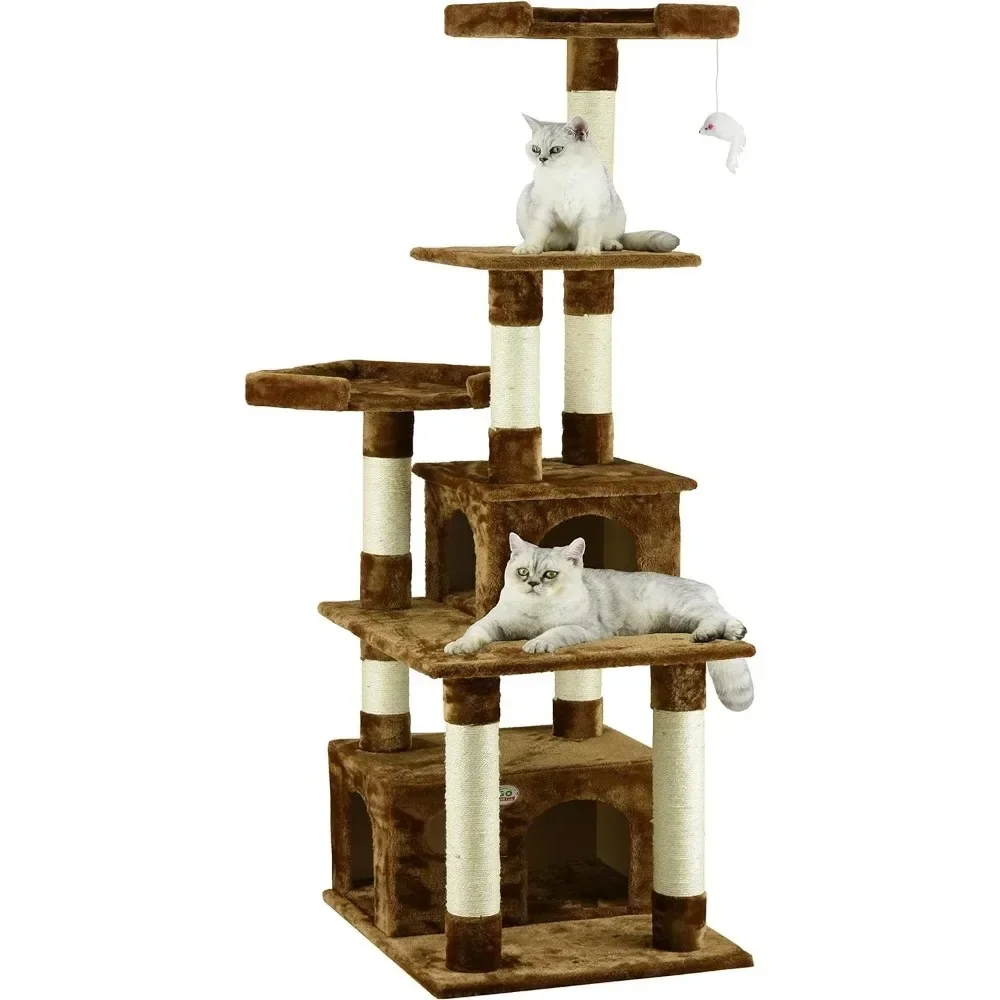 

67" Cat Tree Condo Furniture Tower Kitten Scratcher, with Large Hideout Play House and Fun Perches for Indoor Cats