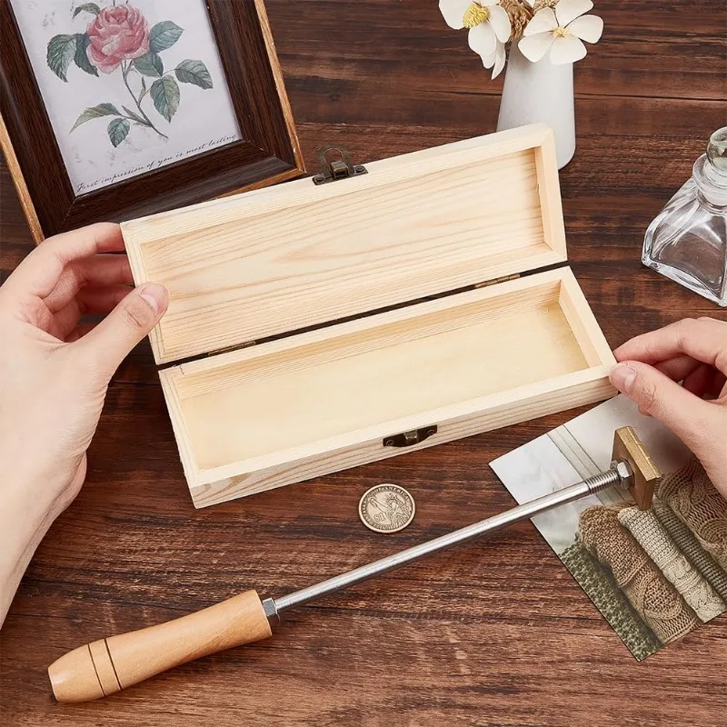 Plain Unfinished Wood Box Jewelry Box Unfinished Wooden Artist Tool And Brush Storage Box Wood Pencil box Small Case - view 3