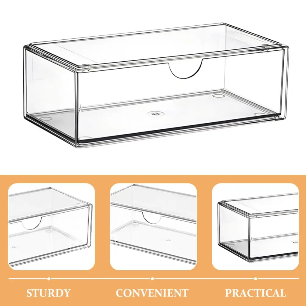 Mini Acrylic Makeup Drawers Organizer Stackable Bathroom Drawer with Divider Transparent Sunglasses Cabinet Desk Storage Box