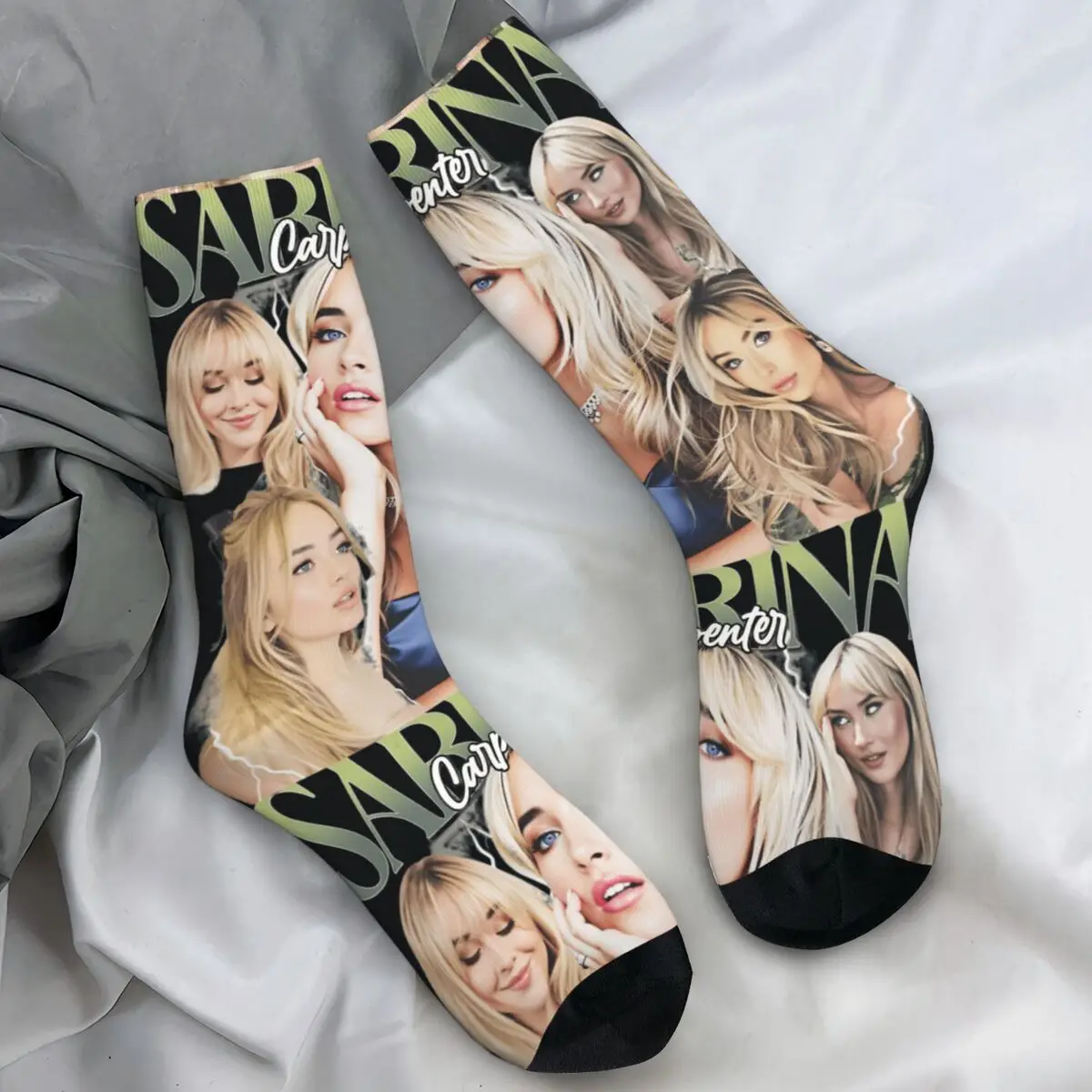 

Мужские носки унисекс Sabrina Carpenter, чулки американской певицы, осенние забавные теплые мягкие носки, дизайнерские велосипедные нескользящие носки