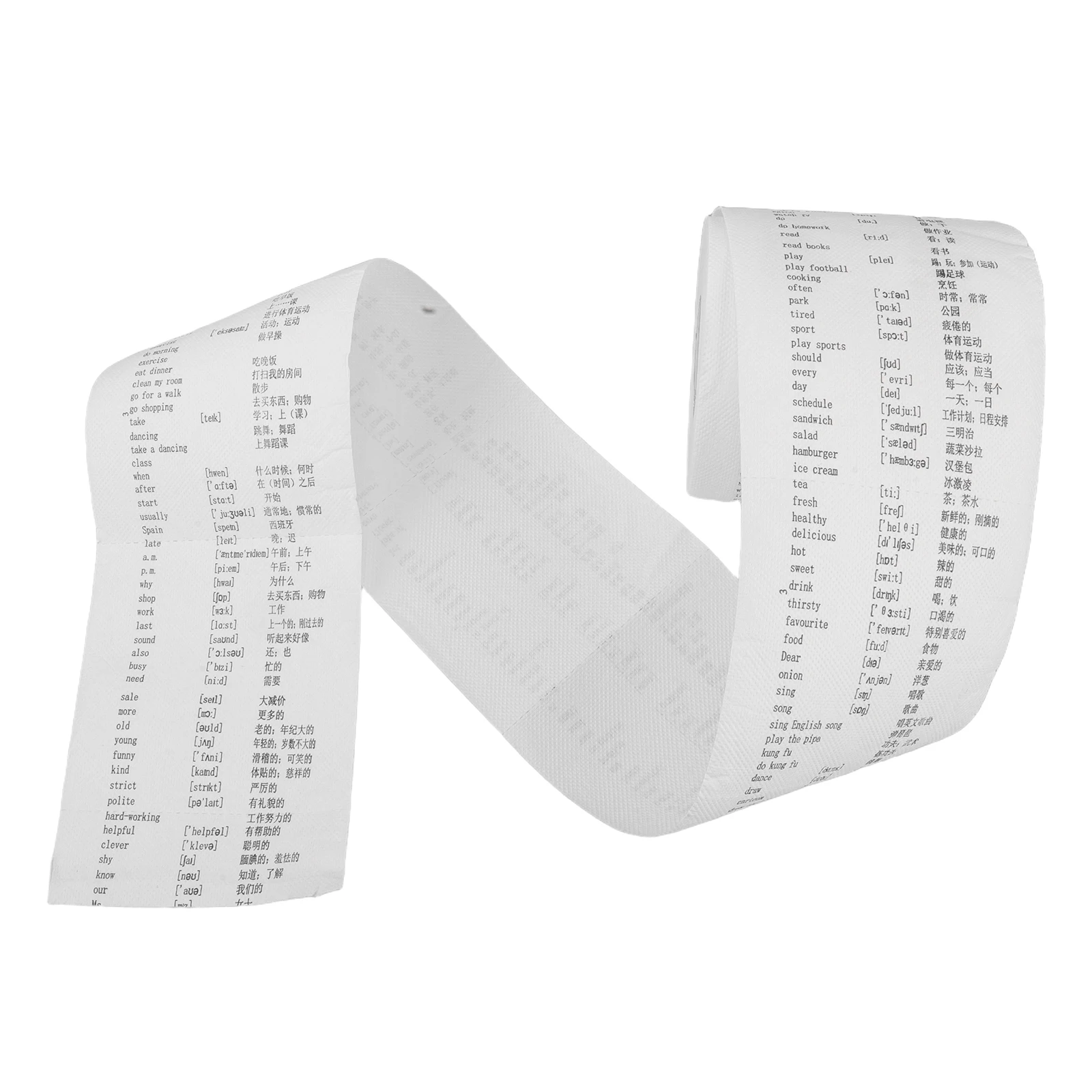 

English Learning Toilet Paper Roll Elementary Vocabulary Phonetic Signs Fun Bathroom Tissue for Kids Toilet Bathroom Fun Games