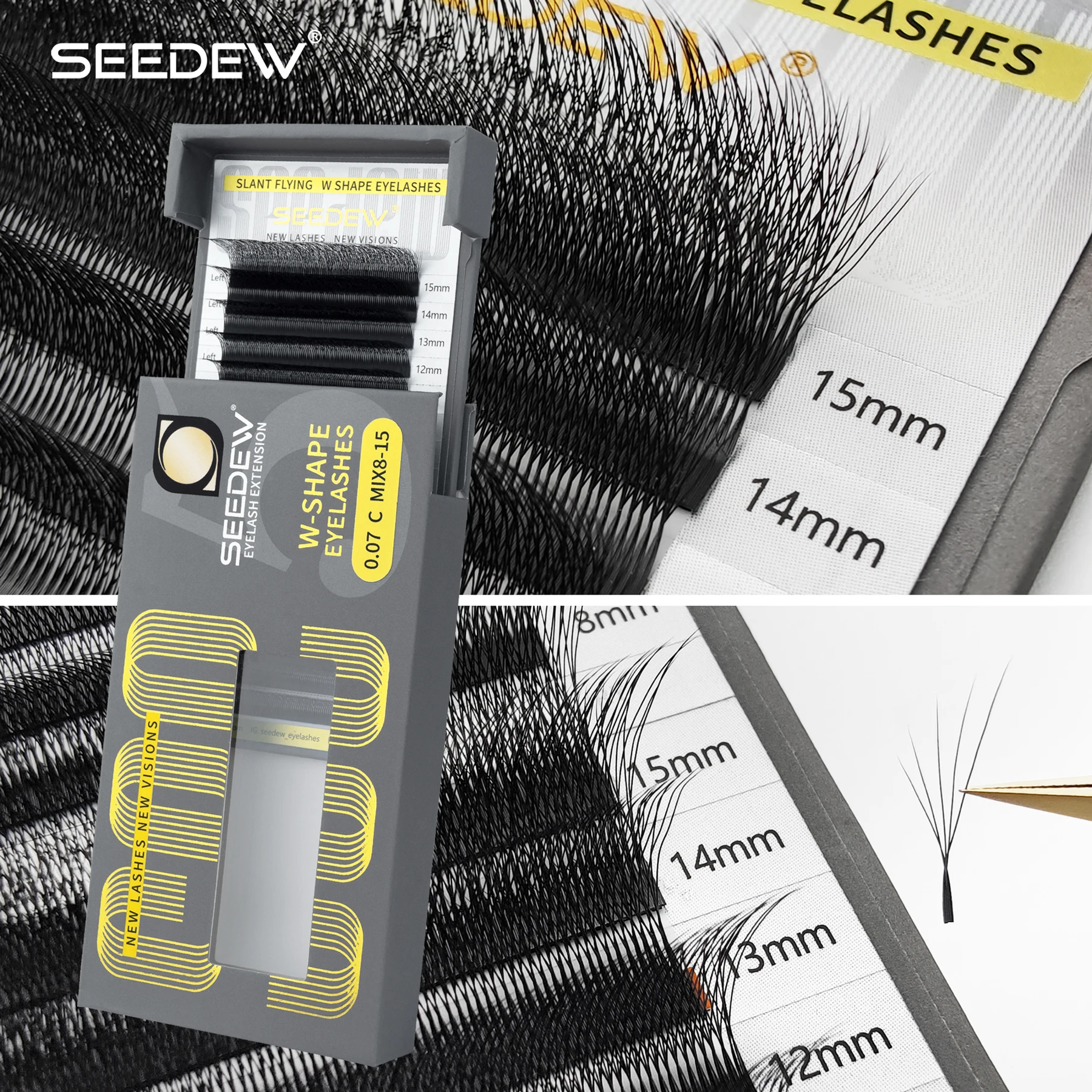 ขนตาปลอม SEEDEW Fox 5D รุ่น W-Shaped Air Serie ขนตาฟูเป็นธรรมชาติ ทรงฟ็อกซ์อาย แบบเฉียง