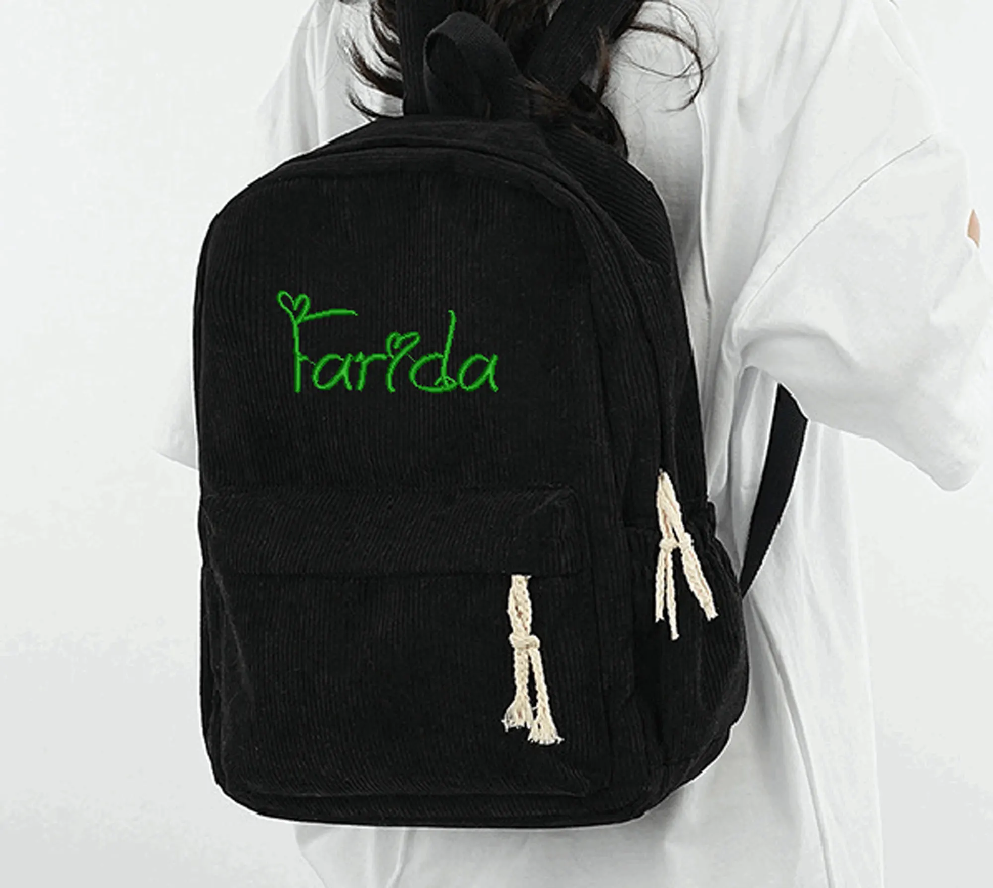 Mochila escolar personalizada, nuevas mochilas de moda para niños, estudiantes, pana, nombre único, bolsas de viaje de gran capacidad, mochila de senderismo