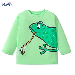 Little Maven Baby Boys Tops Kids Clothes 2024 Autumn Children's Clothing Green Cartoon Frog T-shirts Cotton