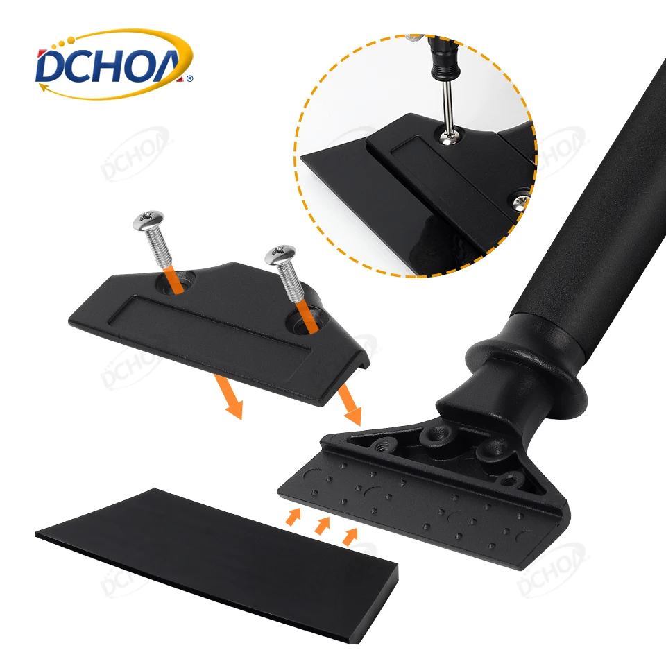 DCHOA Long Handle Window Tint Squeegee Car Care Equipment PPF Vinyl Wrap Installation Water Wiper Rubber Scraper Tool