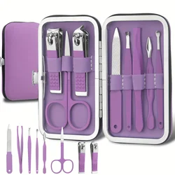 Nail Clippers and Beauty Tool Portable Set, Rose Gold Martensitic Stainless Steel Manicure Set 8 in 1, with Pink Leather Bag, Su