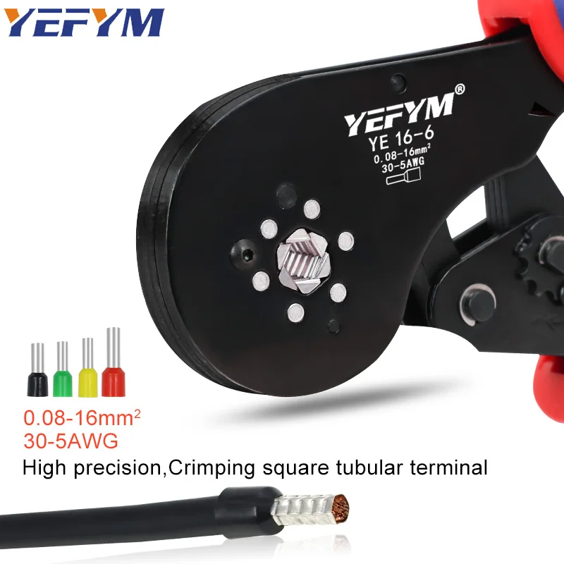 وصلات محطة الطويق كماشة العقص سداسية 16-6 0.08-16mm2/30-5AWG نطاق كبير السقاطة حجم YEFYM