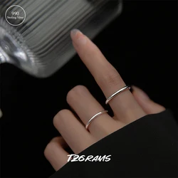 999 Sterling Silver Thin Round Line Finger Ring For Women Wedding Engagement Ring Delicate Minimalist Stacking Band Fine Jewelry