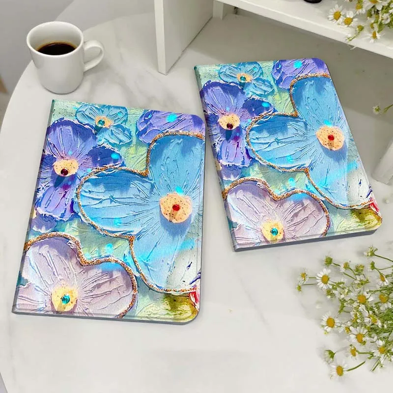 

White Flower Blue Background For Honor MediaPad MatePad 6 7 X8 M5 M6 V6 V7 T5 T10 T10s 10 11 SE C5e X8a Pro Lite Tablet Case