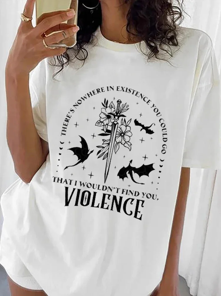 

Fourth Wing Printed Short Sleeve Retro Casual Versatile T-Shirt Printed Street O-Neck Basic New Plus Size Printed T-Shirt.