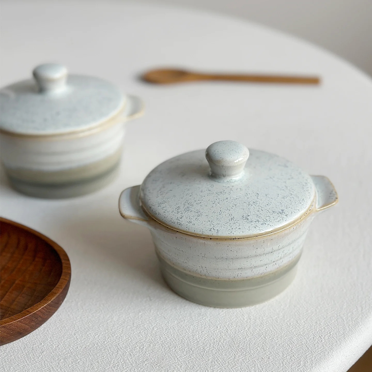 LMM high temperature underglaze color kiln-changed ceramic cover bowl binaural bowl one person steamed egg cup