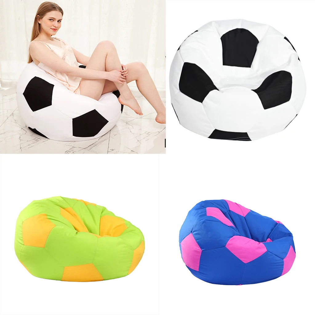 EXTRA LARGE Stuffed Animal Storage Bean Bag Chair Cover - for Kids Plush Toy Storage - Waterproof Football Printed