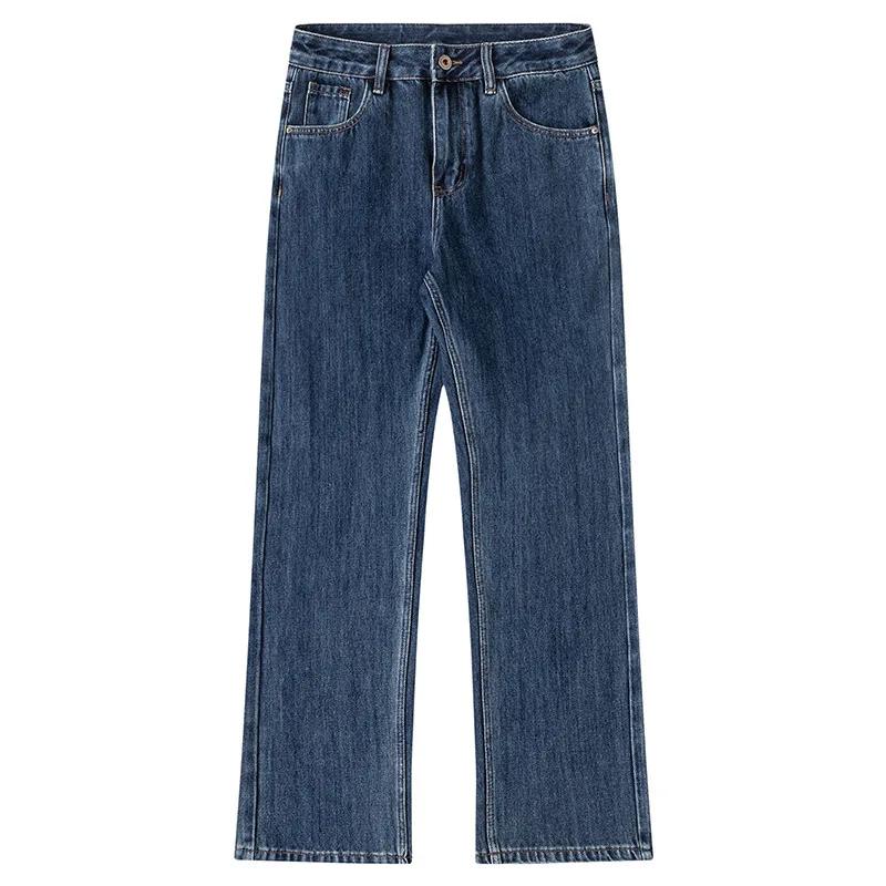 【Mirrordust】 Vintage gewaschene blaue Jeans mit geradem Bein für Herren, Frühling und Herbst, koreanischer Stil, Pendlerhose mit weitem Bein